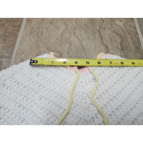 Adorable Infant Crochet Baby Outfit 3 Pc Set Poncho Bonnet Hat Handmade Pastel - Picture 4 of 9